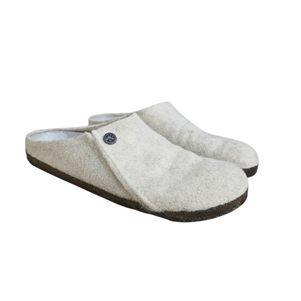 Birkenstock Zermatt Shearling Wool Felt Clog Slippers‎ Eggshell White Womens 40